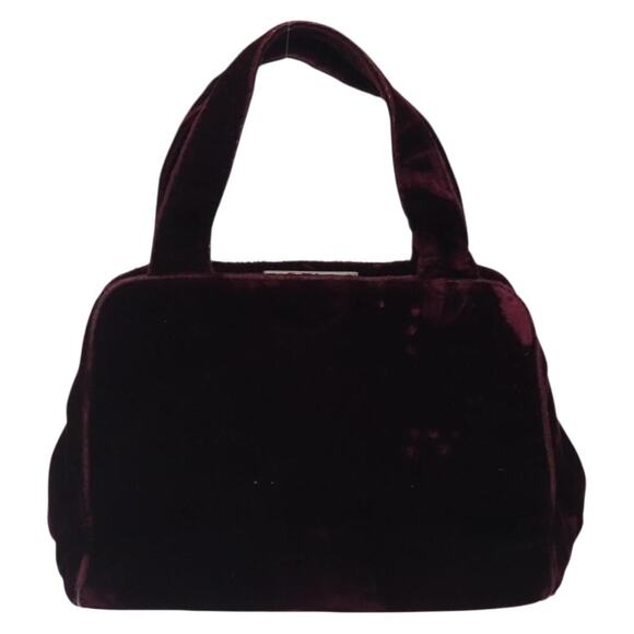 PRADA Hand Bag Velor Bordeaux Silver - Picture 3 of 12